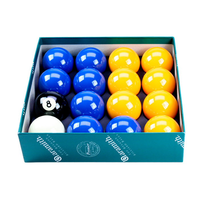 Blue & Yellow Aramith 2” Ball Set With 1 7/8” Cue Ball